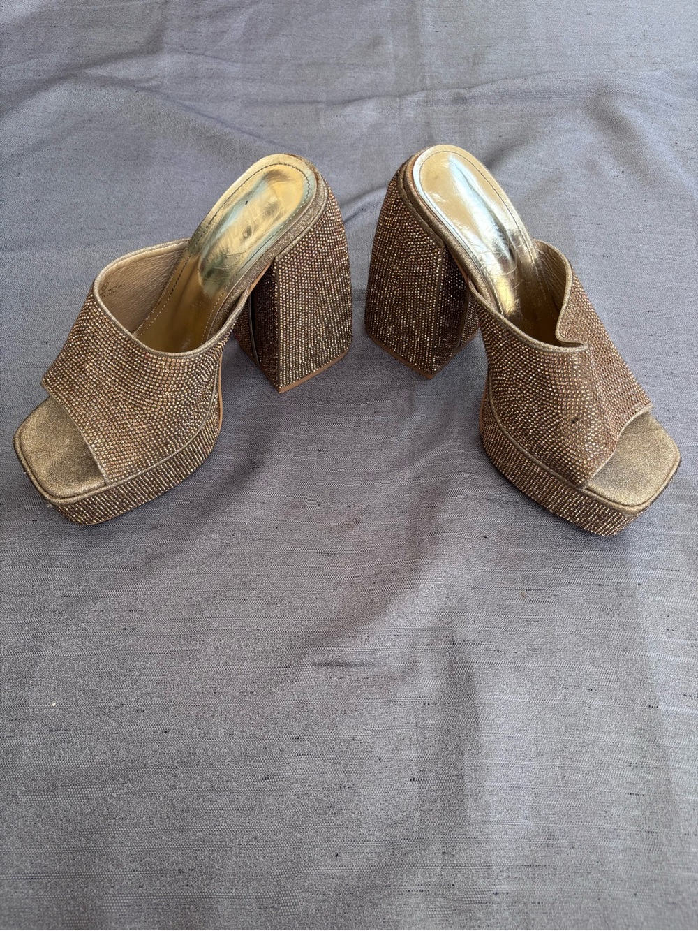 Women’s Gold Platform Mule Heels size 8 1/2
